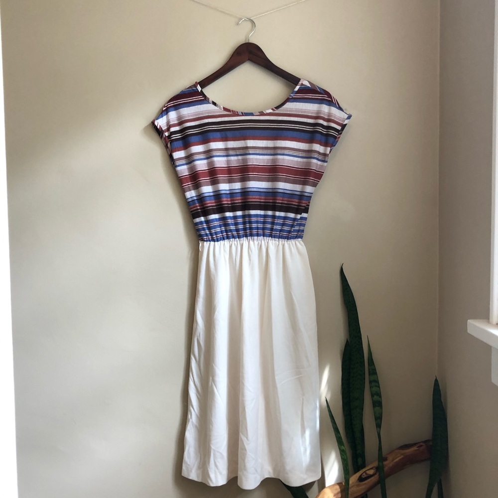Multicolor Stripe Batwing Midi Dress
